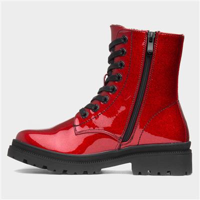 Amaya Womens Red Glitter Boot