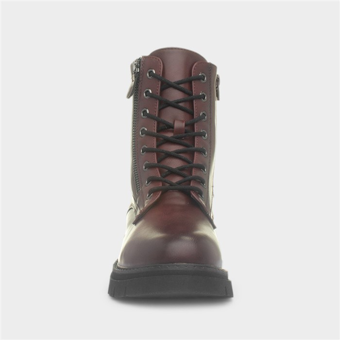 Isabella Womens Burgundy Lace Up Boots