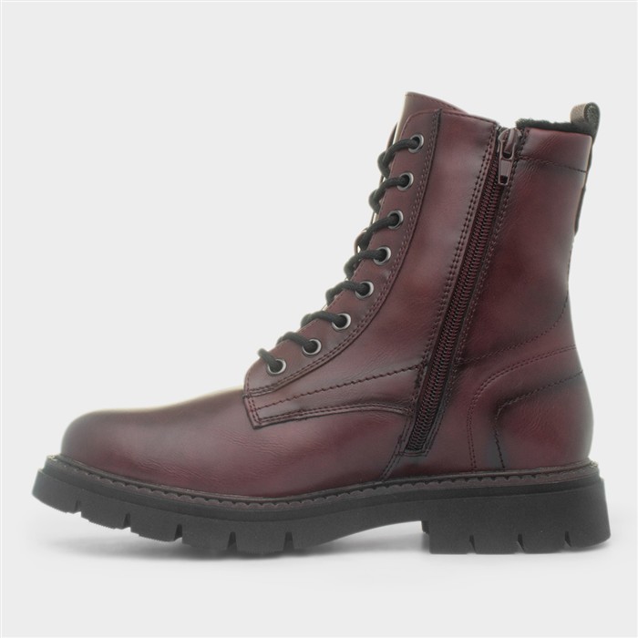 Isabella Womens Burgundy Lace Up Boots