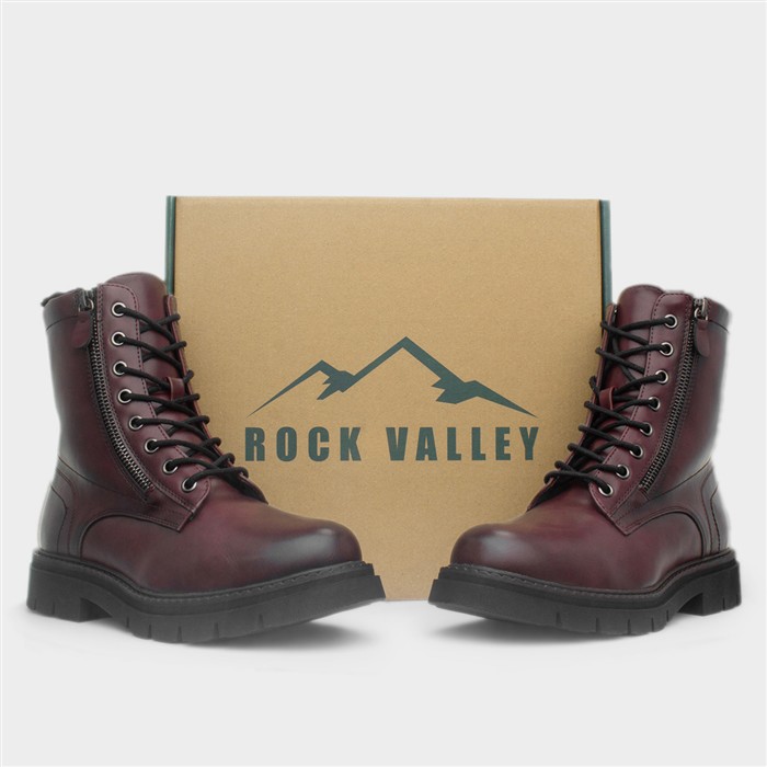 Isabella Womens Burgundy Lace Up Boots
