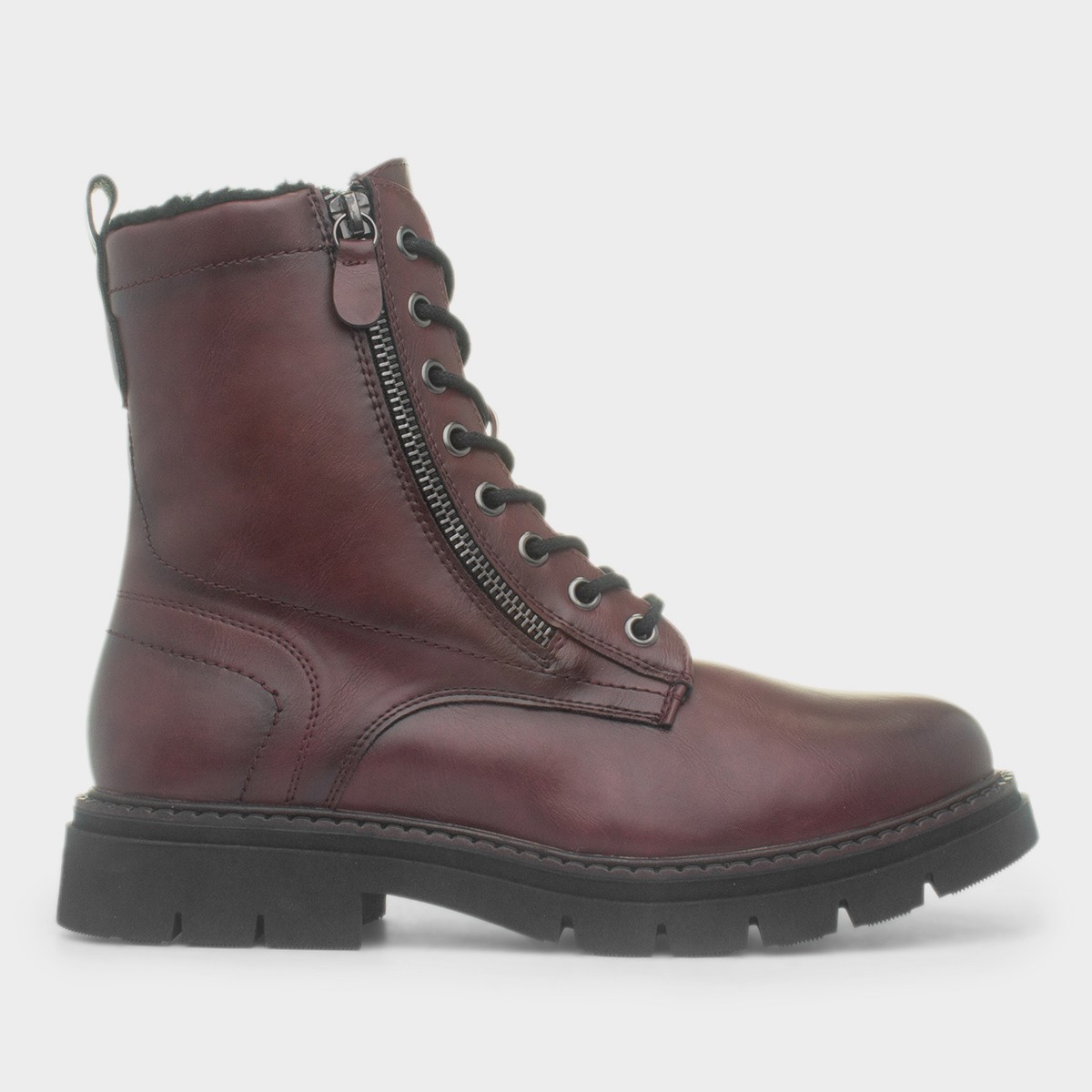 Isabella Womens Burgundy Lace Up Boots