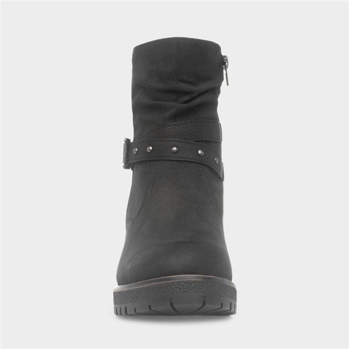 Isla Womens Black Buckle Ankle Boots