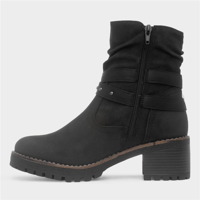 Isla Womens Black Buckle Ankle Boots