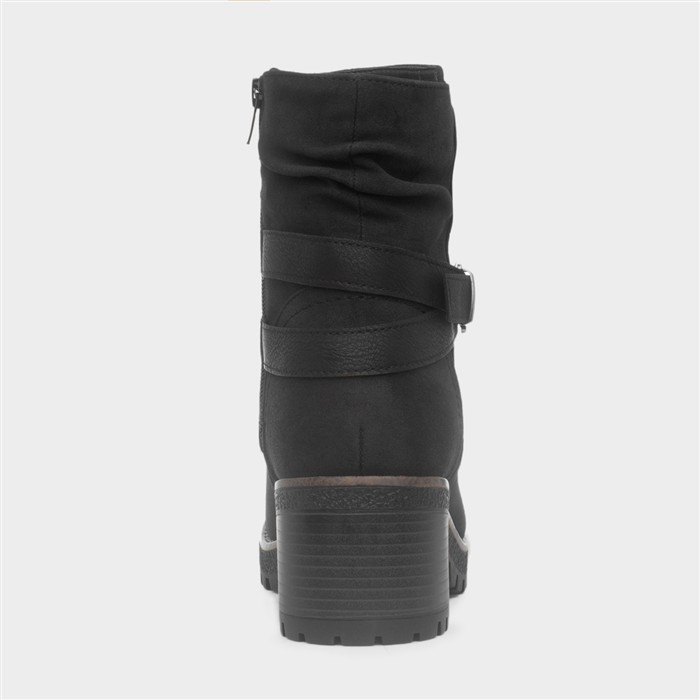 Isla Womens Black Buckle Ankle Boots