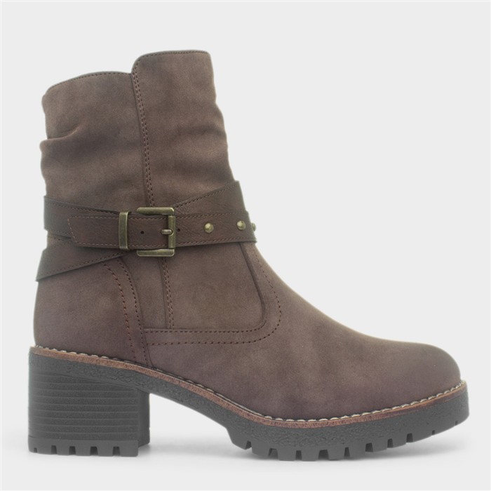 Isla Brown Buckle Ankle Boot