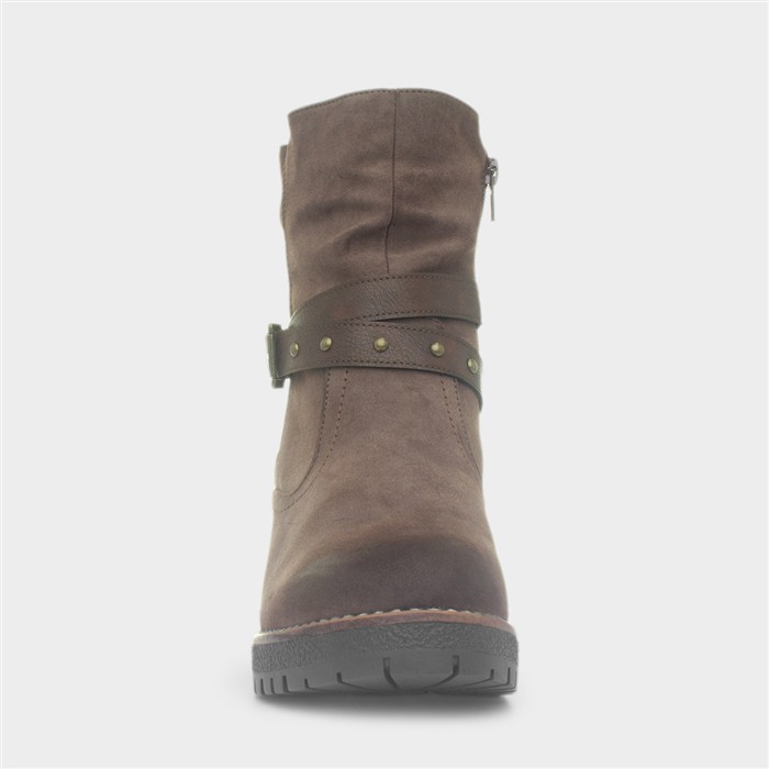 Isla Womens Brown Buckle Ankle Boot