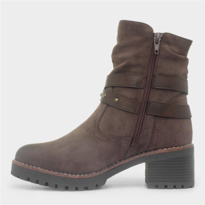 Isla Womens Brown Buckle Ankle Boot