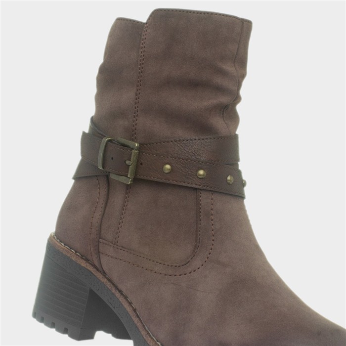 Isla Womens Brown Buckle Ankle Boot