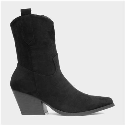 Kiana Womens Black Ankle Cowboy Boot
