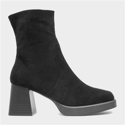 Abby Womens Black Heeled Ankle Boot