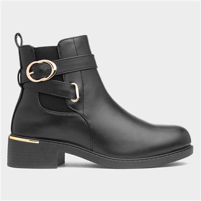 Nora Womens Black Buckle Chelsea Boot