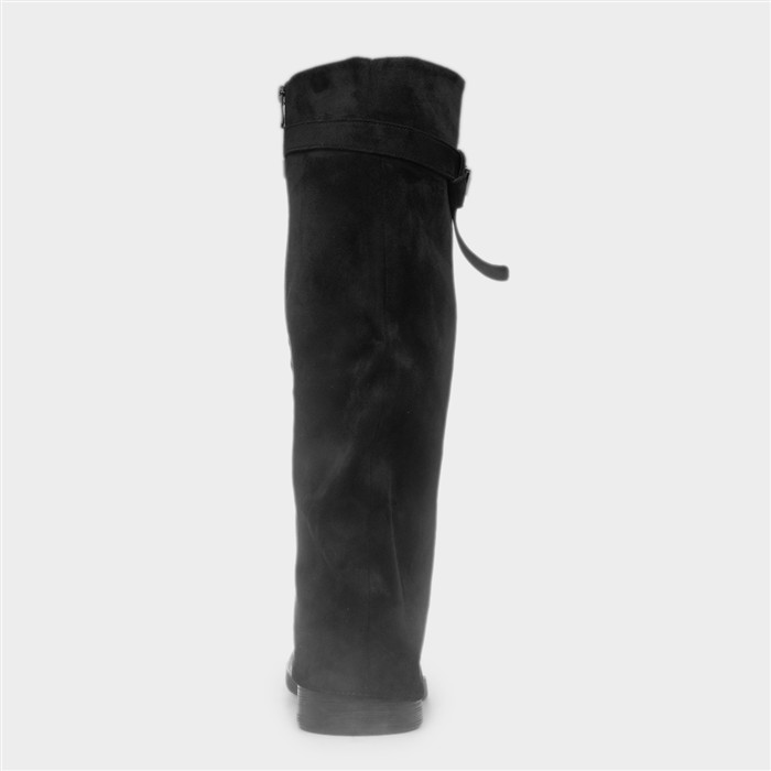 Charlotte Womens Black Buckle Knee High Boot