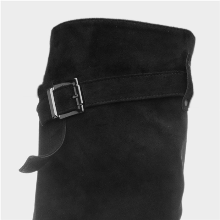 Charlotte Womens Black Buckle Knee High Boot
