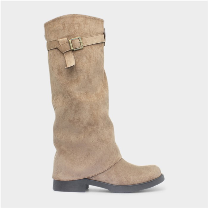 Charlotte Womens Sand Buckle Knee High Boot