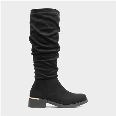 Amy Womens Black Ruched Calf Boot