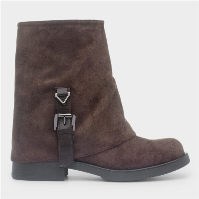 Florence Womens Chocolate Brown Buckle Boot
