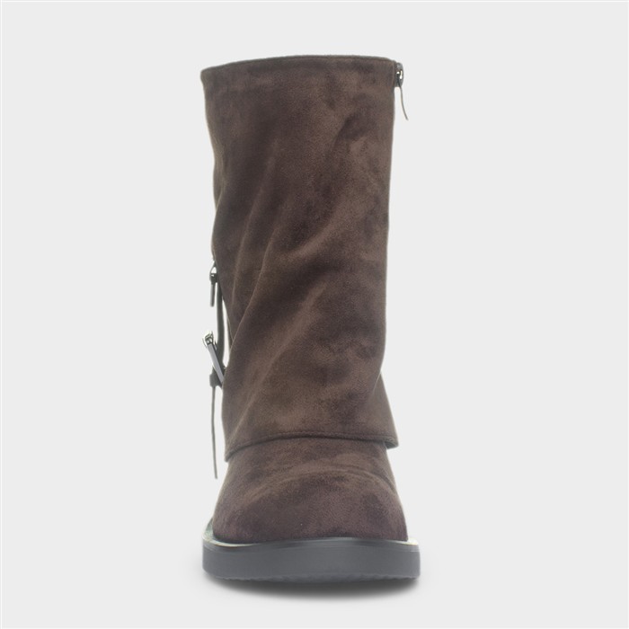 Florence Womens Chocolate Brown Buckle Boot
