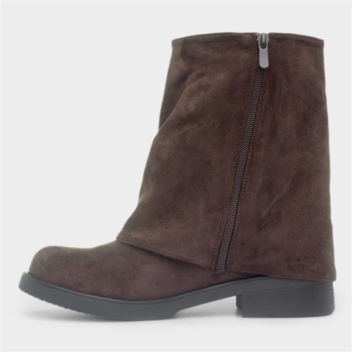 Florence Womens Chocolate Brown Buckle Boot