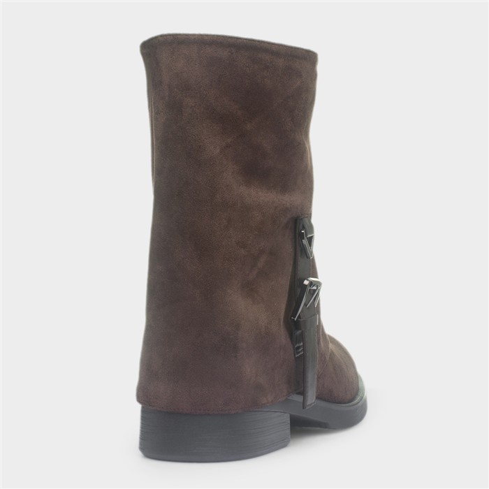 Florence Womens Chocolate Brown Buckle Boot