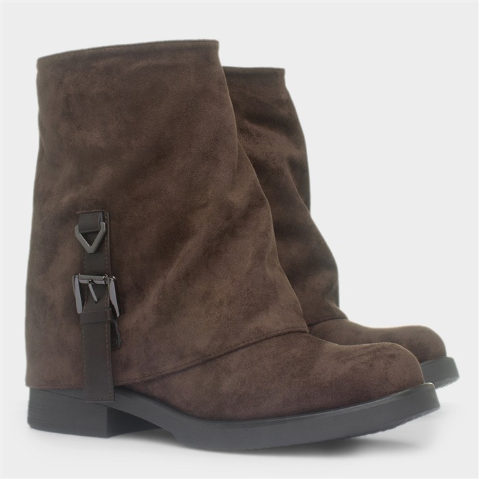 Florence Womens Chocolate Brown Buckle Boot