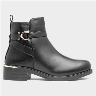 Elizabeth Womens Black Zip Up Ankle Boot