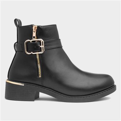 Joyce Womens Black Buckle Ankle Boots