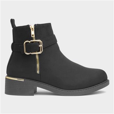 Joyce Womens Black Buckle Ankle Boot