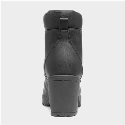 Juliette Womens Black Lace Up Heeled Boot