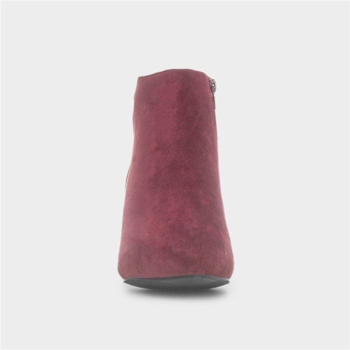 Cassia Womens Wine Red Wide Fit Heeled Boot