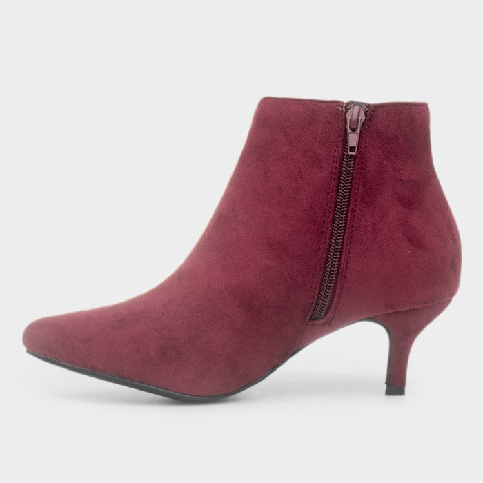 Cassia Womens Wine Red Wide Fit Heeled Boot