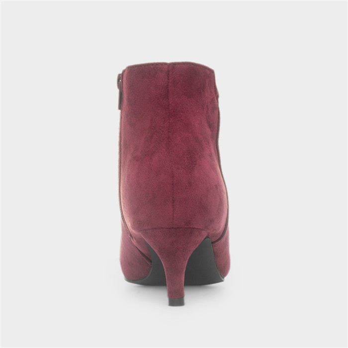 Cassia Womens Wine Red Wide Fit Heeled Boot