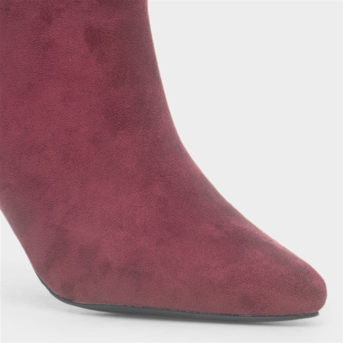 Cassia Womens Wine Red Wide Fit Heeled Boot