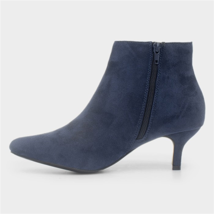 Cassia Womens Navy Wide Fit Heeled Boot