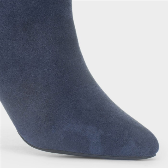 Cassia Womens Navy Wide Fit Heeled Boot