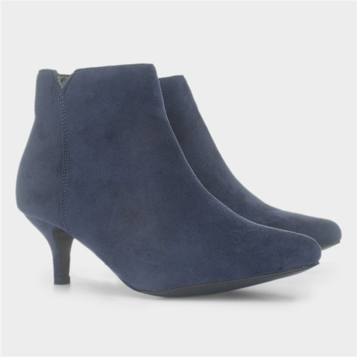 Cassia Womens Navy Wide Fit Heeled Boot