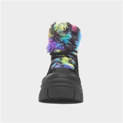 Tiger Womens Black Chunky Platform Boot