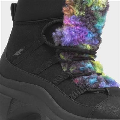 Tiger Womens Black Chunky Platform Boot