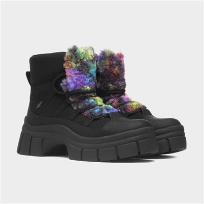 Tiger Womens Black Chunky Platform Boot