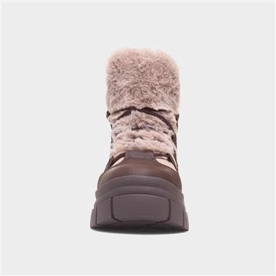 Tiger Womens Taupe Chunky Platform Boot