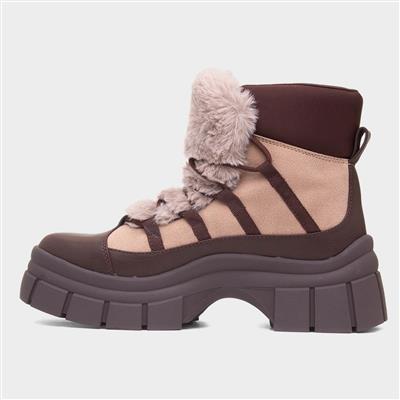 Tiger Womens Taupe Chunky Platform Boot