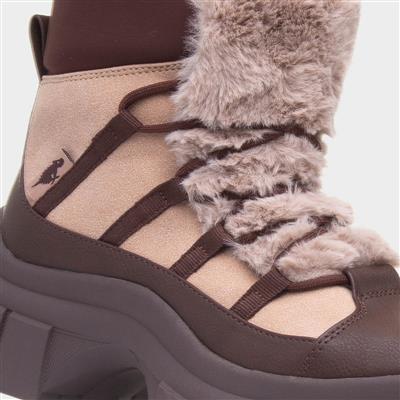 Tiger Womens Taupe Chunky Platform Boot