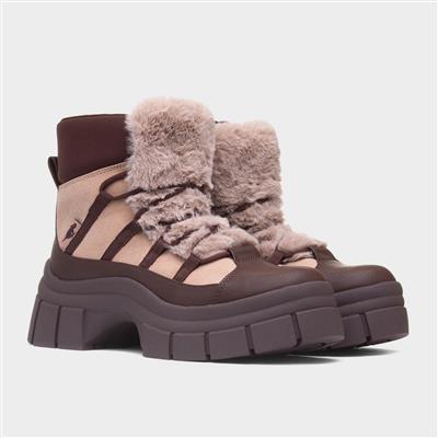 Tiger Womens Taupe Chunky Platform Boot