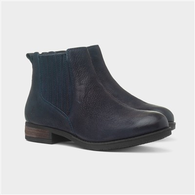 Edith Womens Navy Leather Boot