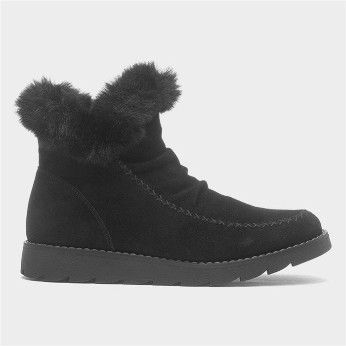 Moira Womens Black Suede Zip Up Boot