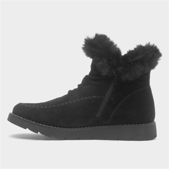Moira Womens Black Suede Zip Up Boot