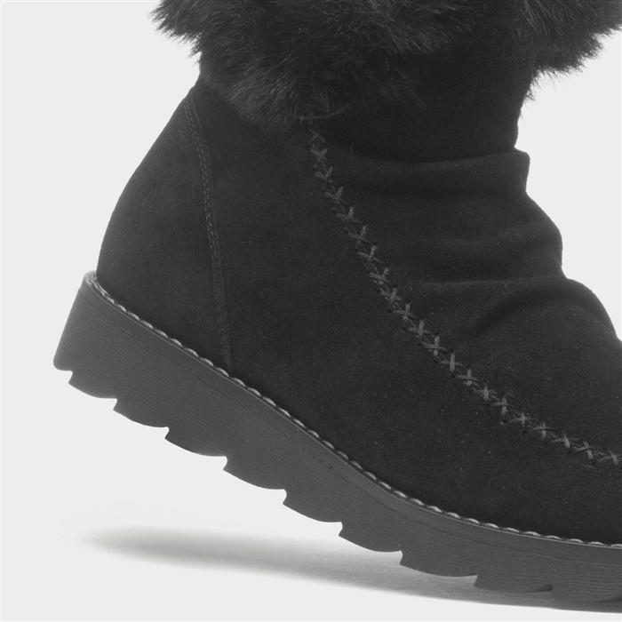 Moira Womens Black Suede Zip Up Boot