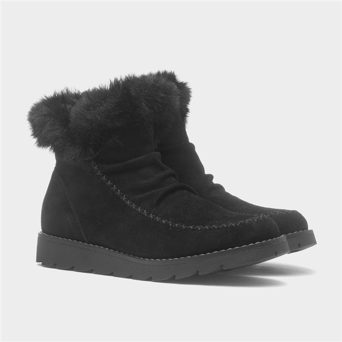 Moira Womens Black Suede Zip Up Boot