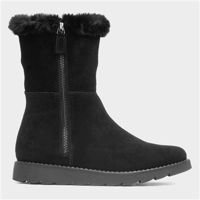 Hush Puppies Mary Womens Black Suede Calf Boot