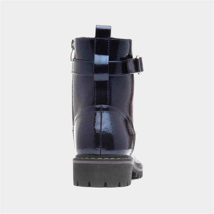 Parlour Womens Navy Patent Lace Up Boot