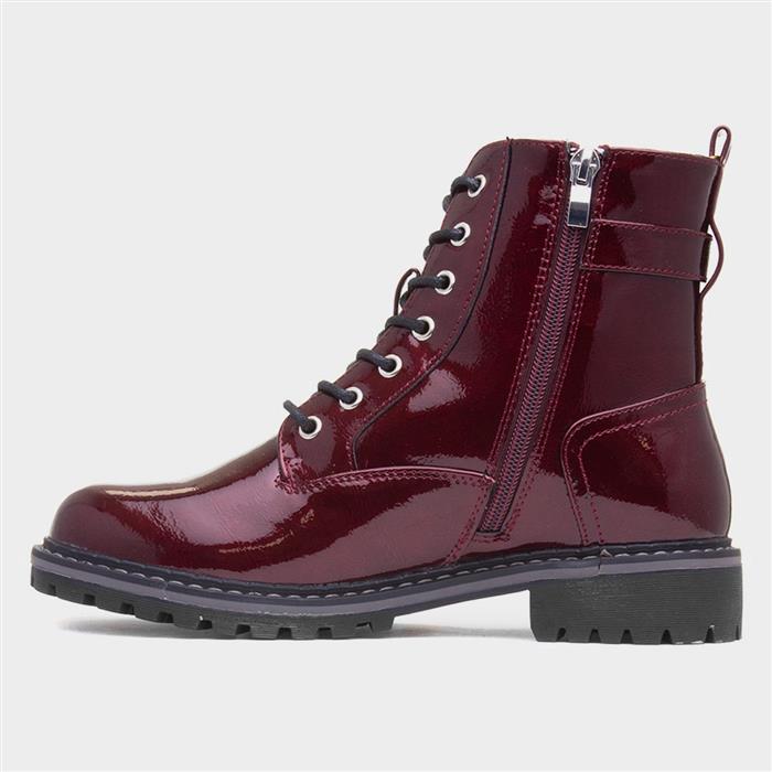 Parlour Womens Burgundy Patent Lace Up Boot